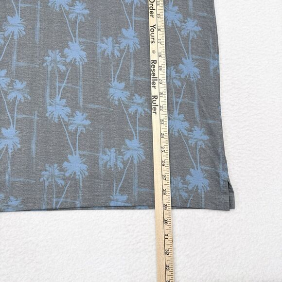Travis Mathew Polo Shirt Men’s Size Medium Gray Blue Palm Tree Print Resort Golf - Picture 10 of 10